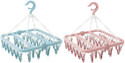 Urbanware Foldable Cloth Hanger with 28 Clips Laundry Drip Drying Hanger Rack Plastic Clothes Hanger for Socks Towels Underwear Bras Diapers Baby Clothes Pants Gloves Plastic Cloth Clips (Pack Of 2) Plastic Cloth Clips
