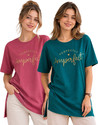 URBE Printed Women Round Neck Pink Green