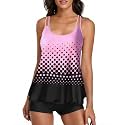 Urchics 2026 Women Two Piece Tankini Swimsuit Tummy Control Plus Size Long Torso Top and High Waisted Boyshorts Bathing Suits