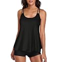 Urchics 2026 Women Two Piece Tankini Swimsuit Tummy Control Plus Size Long Torso Top and High Waisted Boyshorts Bathing Suits