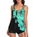 Urchics 2026 Women Two Piece Tankini Swimsuit Tummy Control Plus Size Long Torso Top and High Waisted Boyshorts Bathing Suits