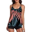Urchics 2026 Women Two Piece Tankini Swimsuit Tummy Control Plus Size Long Torso Top and High Waisted Boyshorts Bathing Suits
