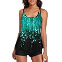 Urchics 2026 Women Two Piece Tankini Swimsuit Tummy Control Plus Size Long Torso Top and High Waisted Boyshorts Bathing Suits