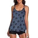 Urchics 2026 Women Two Piece Tankini Swimsuit Tummy Control Plus Size Long Torso Top and High Waisted Boyshorts Bathing Suits