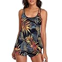 Urchics 2026 Women Two Piece Tankini Swimsuit Tummy Control Plus Size Long Torso Top and High Waisted Boyshorts Bathing Suits