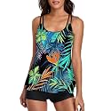 Urchics 2026 Women Two Piece Tankini Swimsuit Tummy Control Plus Size Long Torso Top and High Waisted Boyshorts Bathing Suits