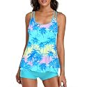 Urchics 2026 Women Two Piece Tankini Swimsuit Tummy Control Plus Size Long Torso Top and High Waisted Boyshorts Bathing Suits