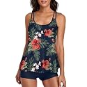 Urchics 2026 Women Two Piece Tankini Swimsuit Tummy Control Plus Size Long Torso Top and High Waisted Boyshorts Bathing Suits