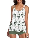 Urchics 2026 Women Two Piece Tankini Swimsuit Tummy Control Plus Size Long Torso Top and High Waisted Boyshorts Bathing Suits