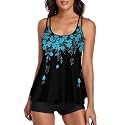 Urchics 2026 Women Two Piece Tankini Swimsuit Tummy Control Plus Size Long Torso Top and High Waisted Boyshorts Bathing Suits