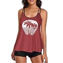 Urchics 2026 Women Two Piece Tankini Swimsuit Tummy Control Plus Size Long Torso Top and High Waisted Boyshorts Bathing Suits