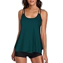 Urchics 2026 Women Two Piece Tankini Swimsuit Tummy Control Plus Size Long Torso Top and High Waisted Boyshorts Bathing Suits