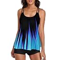 Urchics 2026 Women Two Piece Tankini Swimsuit Tummy Control Plus Size Long Torso Top and High Waisted Boyshorts Bathing Suits