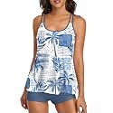 Urchics 2026 Women Two Piece Tankini Swimsuit Tummy Control Plus Size Long Torso Top and High Waisted Boyshorts Bathing Suits
