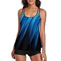 Urchics 2026 Women Two Piece Tankini Swimsuit Tummy Control Plus Size Long Torso Top and High Waisted Boyshorts Bathing Suits