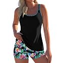 Urchics 2026 Women Two Piece Tankini Swimsuit Tummy Control Plus Size Long Torso Top and High Waisted Boyshorts Bathing Suits
