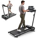 UREVO Foldable Treadmill with Adjustable Laptop Desk, 9% Auto Incline