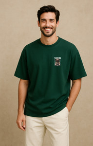 UrGear Printed Men Round Neck Green T-Shirt