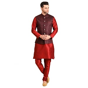 uri and mackenzie men39s silk blend kurta pajama with designer ethnic nehru jacketmodi jacket