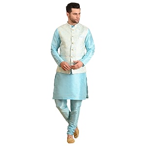 uri and mackenzie men39s silk blend kurta pajama with designer ethnic nehru jacketmodi jacket