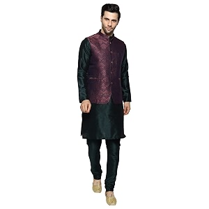 uri and mackenzie men39s silk blend kurta pajama with designer ethnic nehru jacketmodi jacket
