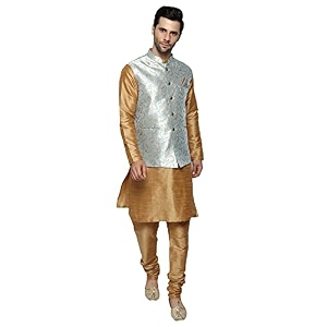uri and mackenzie men39s silk blend kurta pajama with designer ethnic nehru jacketmodi jacket