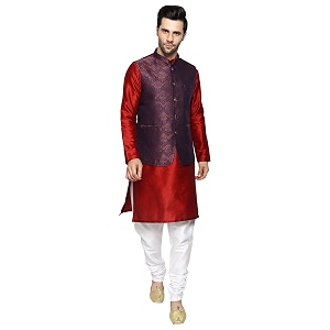 uri and mackenzie men39s silk blend kurta pajama with designer ethnic nehru jacketmodi jacket