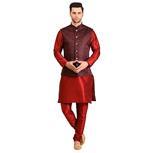 uri and mackenzie men39s silk blend kurta pajama with designer ethnic nehru jacketmodi jacket