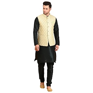 uri and mackenzie men39s silk blend kurta pajama with designer ethnic nehru jacketmodi jacket