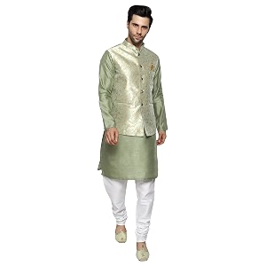 uri and mackenzie men39s silk blend kurta pajama with designer ethnic nehru jacketmodi jacket