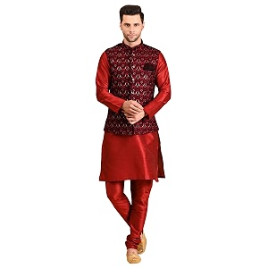 uri and mackenzie men39s silk blend kurta pajama with designer ethnic nehru jacketmodi jacket