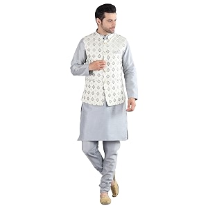 uri and mackenzie men39s silk blend kurta pajama with designer ethnic nehru jacketmodi jacket