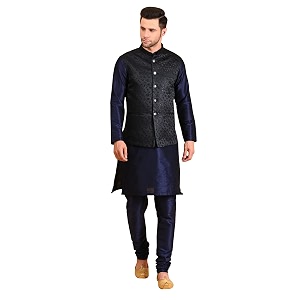 uri and mackenzie men39s silk blend kurta pajama with designer ethnic nehru jacketmodi jacket