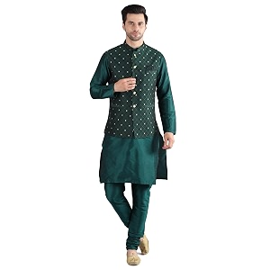 uri and mackenzie men39s silk blend kurta pajama with designer ethnic nehru jacketmodi jacket