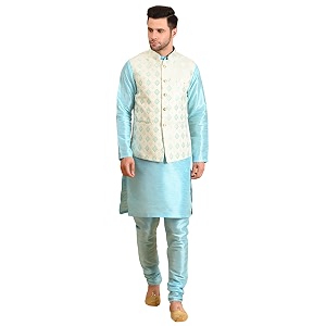 uri and mackenzie men39s silk blend kurta pajama with designer ethnic nehru jacketmodi jacket