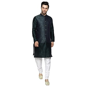 uri and mackenzie men39s silk blend kurta pajama with designer ethnic nehru jacketmodi jacket