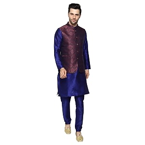uri and mackenzie men39s silk blend kurta pajama with designer ethnic nehru jacketmodi jacket