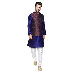 uri and mackenzie men39s silk blend kurta pajama with designer ethnic nehru jacketmodi jacket