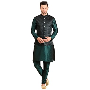 uri and mackenzie men39s silk blend kurta pajama with designer ethnic nehru jacketmodi jacket