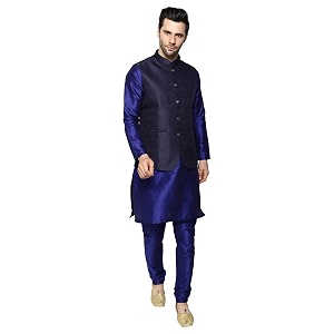 uri and mackenzie men39s silk blend kurta pajama with designer ethnic nehru jacketmodi jacket