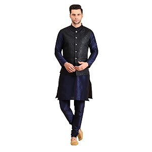uri and mackenzie men39s silk blend kurta pajama with designer ethnic nehru jacketmodi jacket
