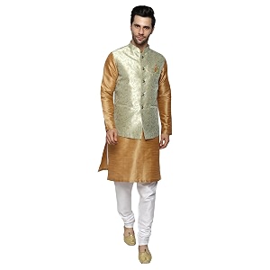 uri and mackenzie men39s silk blend kurta pajama with designer ethnic nehru jacketmodi jacket