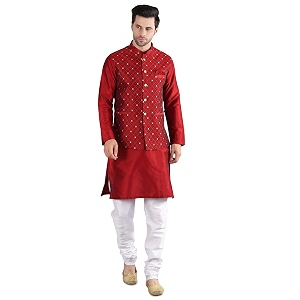 uri and mackenzie men39s silk blend kurta pajama with designer ethnic nehru jacketmodi jacket