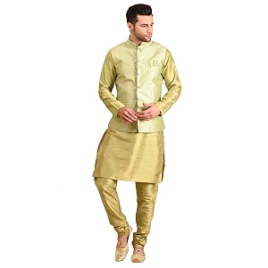 uri and mackenzie men39s silk blend kurta pajama with designer ethnic nehru jacketmodi jacket