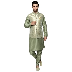 uri and mackenzie men39s silk blend kurta pajama with designer ethnic nehru jacketmodi jacket