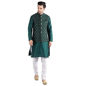 uri and mackenzie men39s silk blend kurta pajama with designer ethnic nehru jacketmodi jacket
