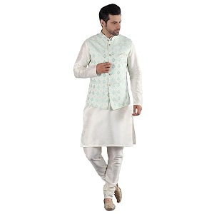 uri and mackenzie men39s silk blend kurta pajama with designer ethnic nehru jacketmodi jacket