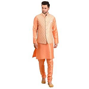 uri and mackenzie men39s silk blend kurta pajama with designer ethnic nehru jacketmodi jacket