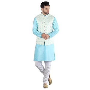 uri and mackenzie men39s silk blend kurta pajama with designer ethnic nehru jacketmodi jacket