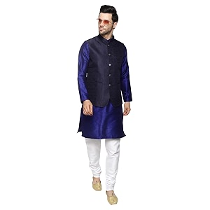 uri and mackenzie men39s silk blend kurta pajama with designer ethnic nehru jacketmodi jacket